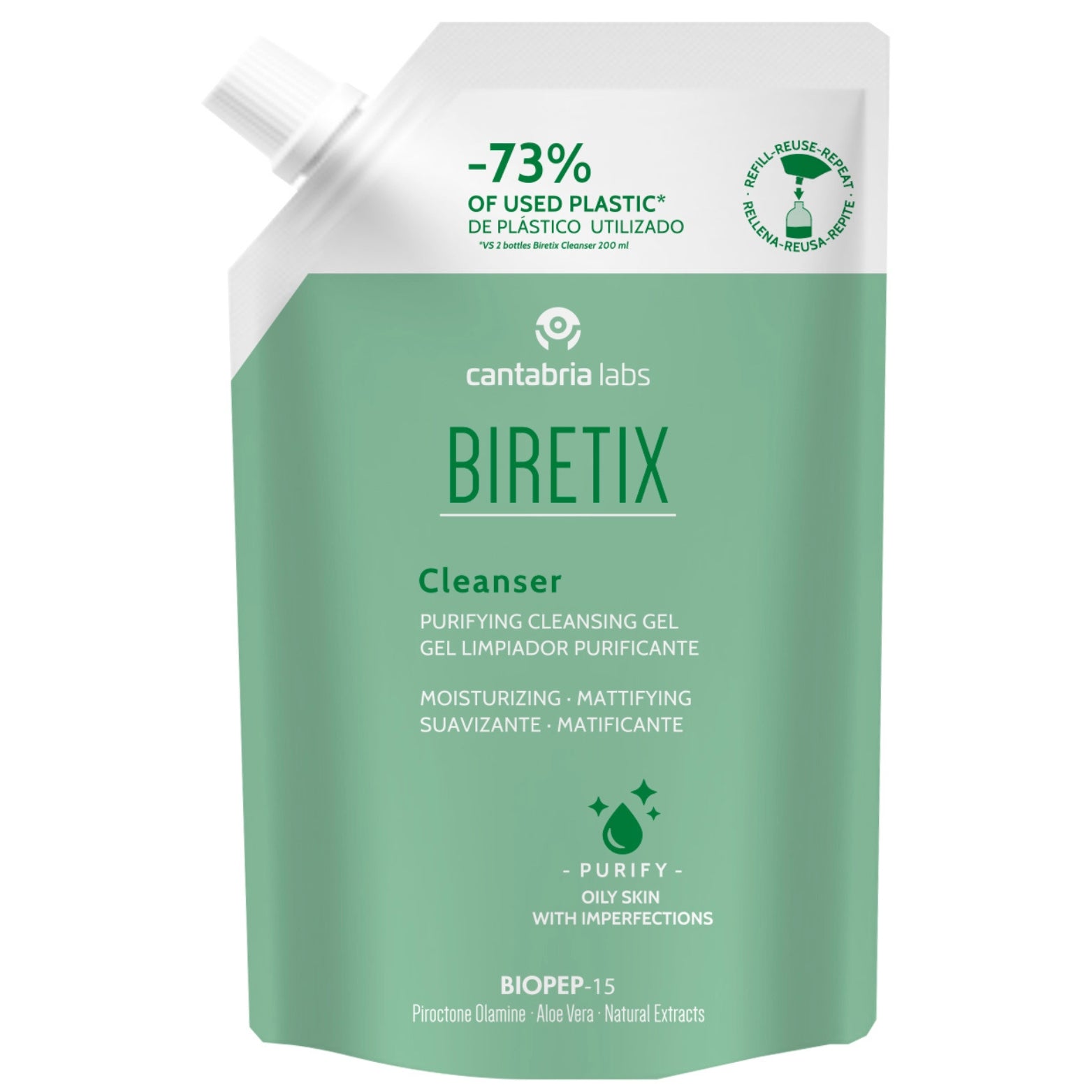 BIRETIX-CLEANSER-REFILL-PACK-I-Sejas-Attirosa-gela-papildinams-iepakojums-400-ml-ajaesthetics